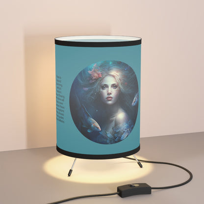 Pisces Goddess with Inspirational Poem Tripod Lamp with Printed Shade, US\CA plug