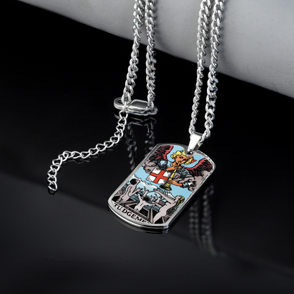 The Judgement Tarot Card Double Sided Print Rectangular Pendant and Necklace