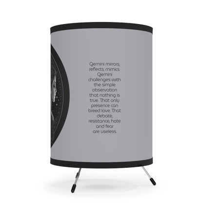 Gemini in Black and White with Inspirational Poem Printed Shade Tripod Lamp, US\CA plug