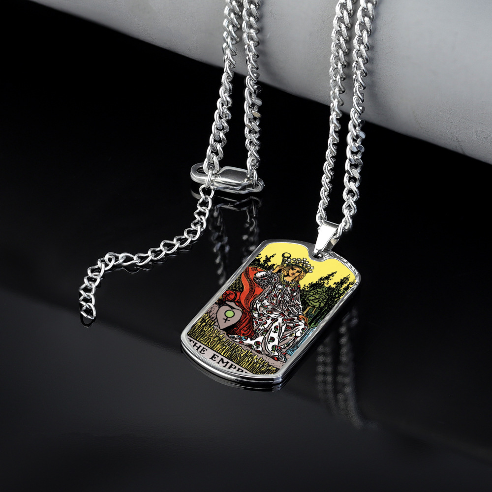 The Empress Tarot Card Double Sided Print Rectangular Pendant and Necklace