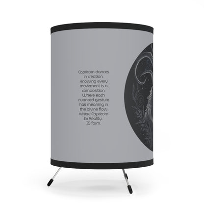 Capricorn in Black and White with Inspirational Poem Tripod Lamp with Printed Shade, US\CA plug