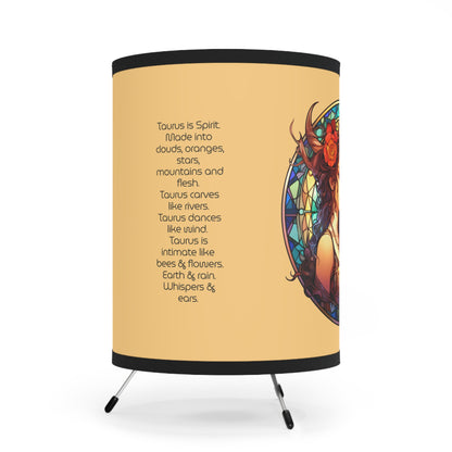 Taurus Woman and Bull with Inspirational Poem Tripod Lamp with Printed Shade, US\CA plug