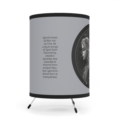 Gemini in Black and White with Inspirational Poem Printed Shade Tripod Lamp, US\CA plug