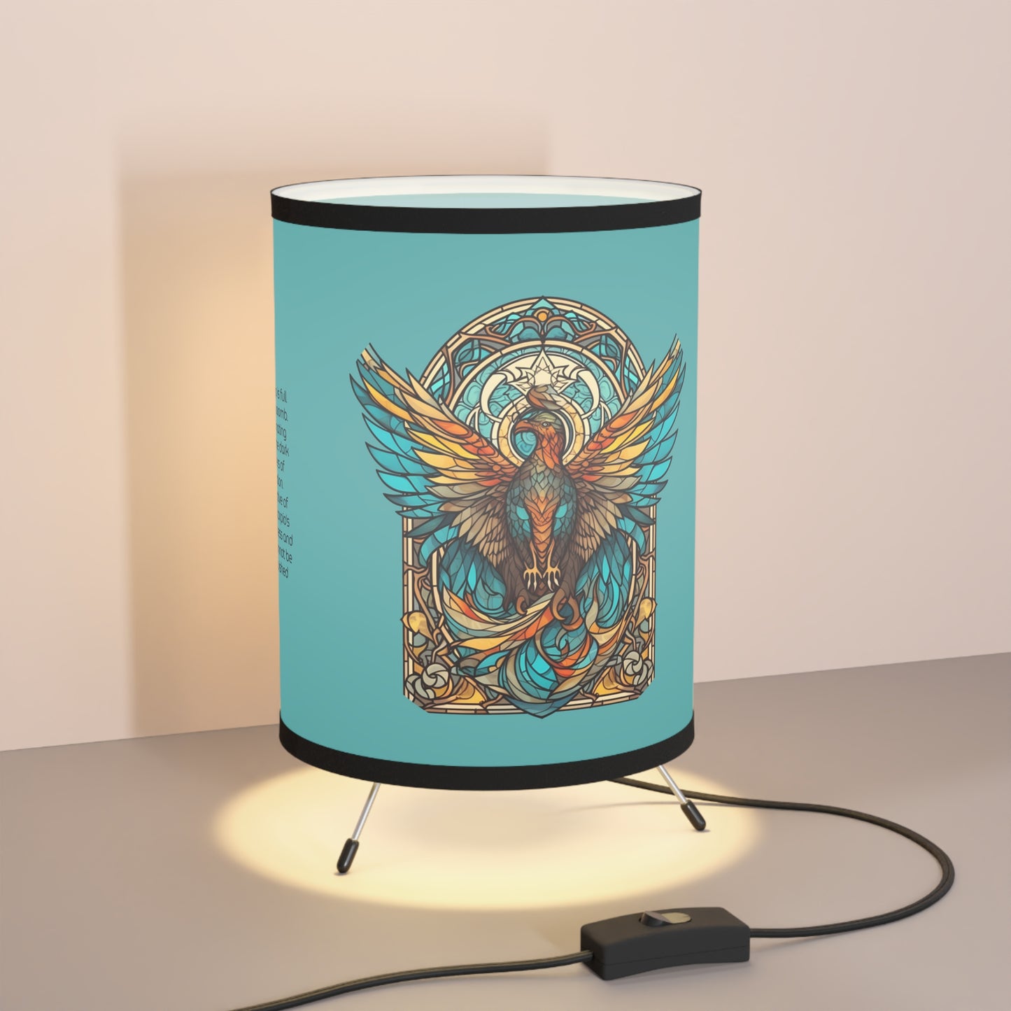 Scorpio Phoenix in Stained Glass with Inspirational Poem Tripod Lamp with Printed Shade, US\CA plug
