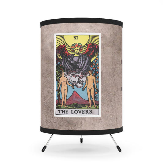 The Lovers Tarot Card with Gemini Symbols Printed Shade Tripod Lamp, US\CA plug