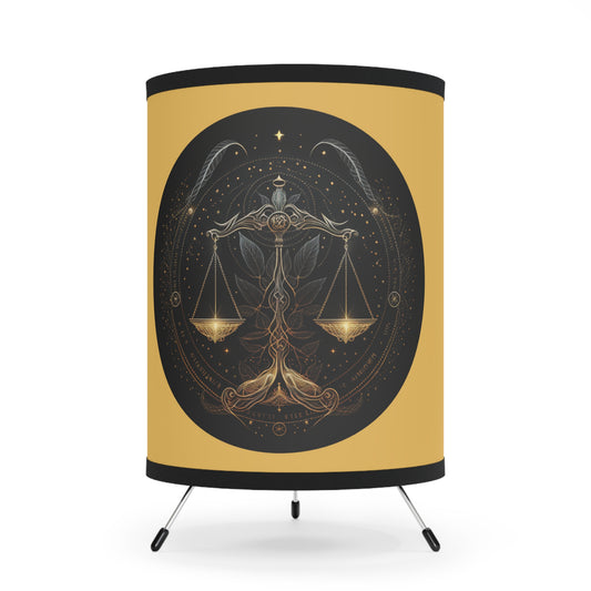 Libra Golden Scales Tripod Lamp with Printed Shade, US\CA plug