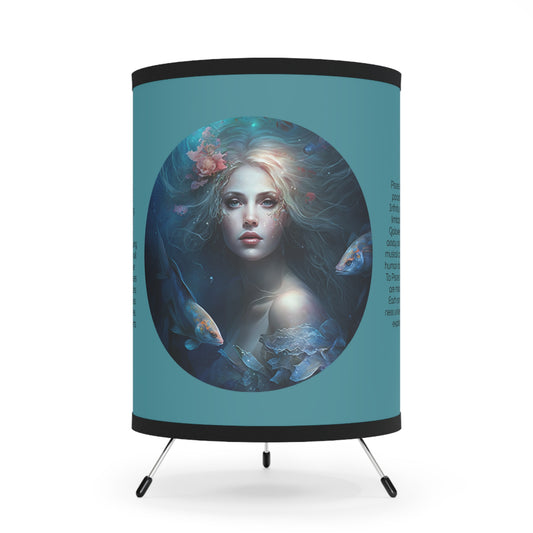 Pisces Goddess with Inspirational Poem Tripod Lamp with Printed Shade, US\CA plug