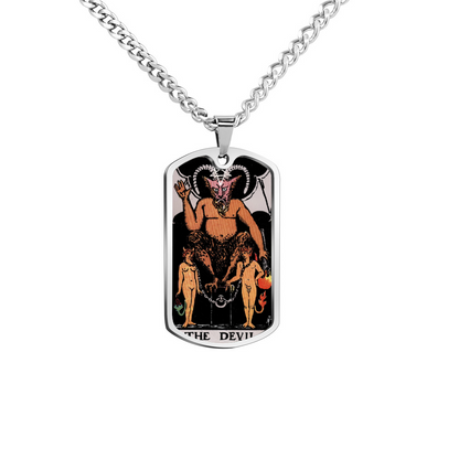 The Lovers AND The Devil Tarot Cards ~ Double Sided Print Rectangular Pendant and Necklace